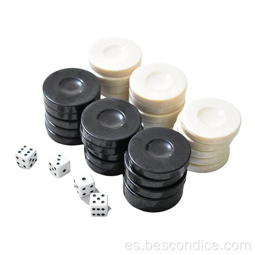 Piezas de backgammon de urea 1.5 pulgadas en blanco y negro
